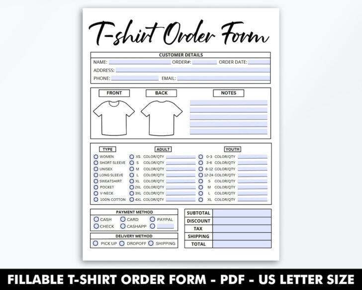 Custom Sweatshirt Order Form Template Free Printable Printable Templates
