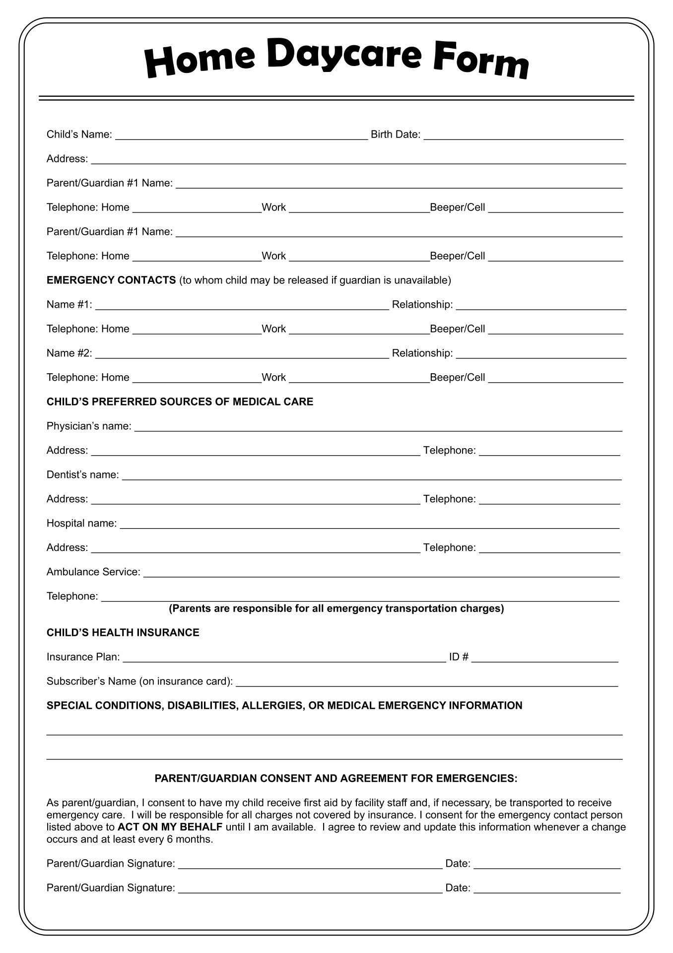 Day Care Plans 10 Free PDF Printables Printablee Day Care Plans 10 Free PDF Printables Printablee