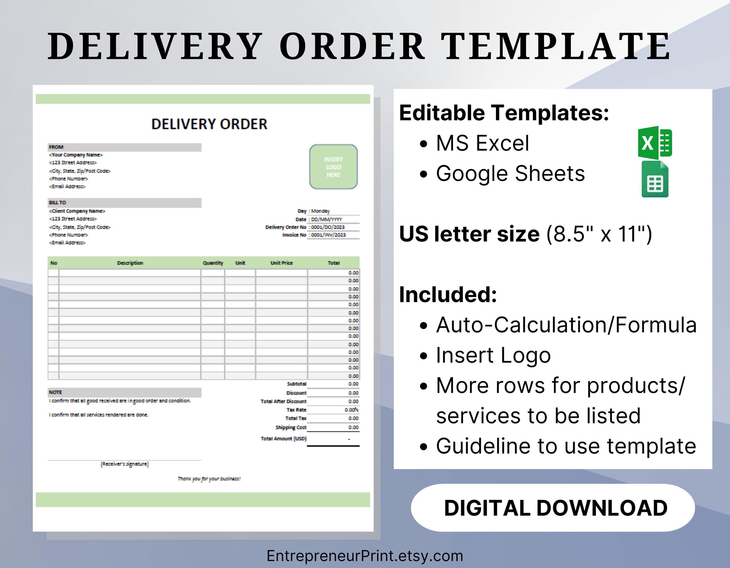 Order Form Template Free Printable: Streamline Your Ordering Process ...