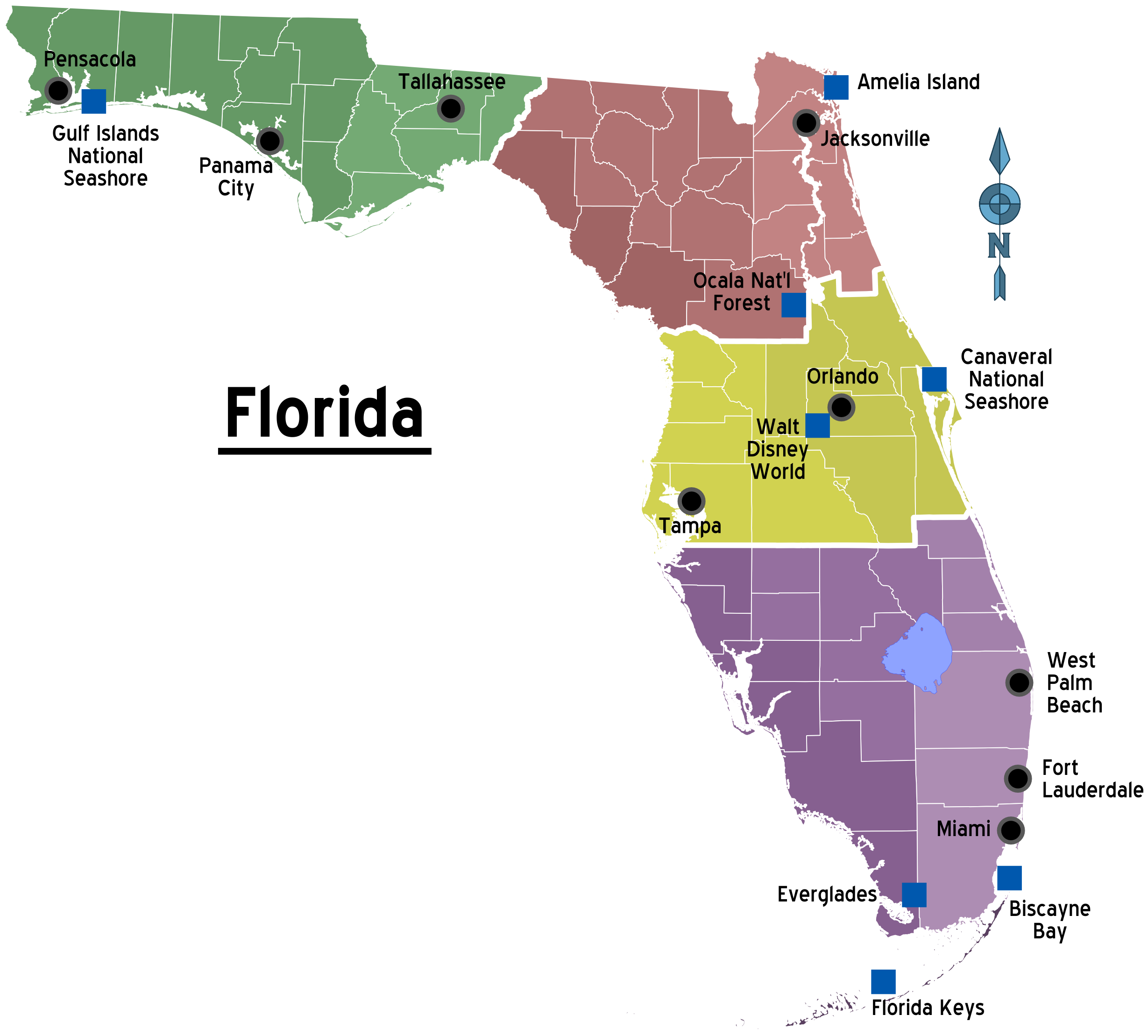 File Map Of Florida Regions With Cities png Wikimedia Commons