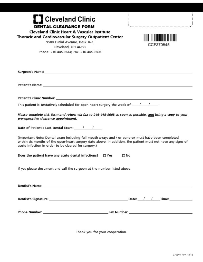 FREE 14 Dental Medical Clearance Forms In PDF MS Word Printable Form 2021