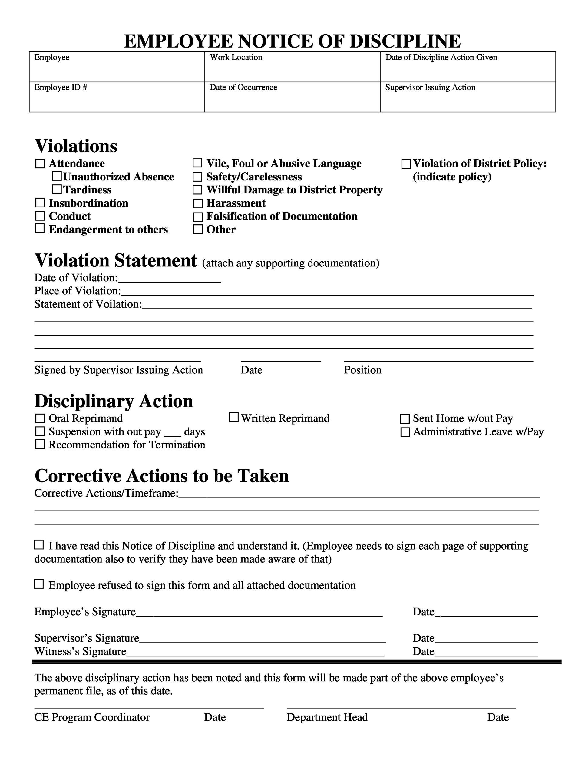 Free Employee Write Up Form Printable Printable Forms Free Online Free Employee Write Up Form Printable Printable Forms Free Online