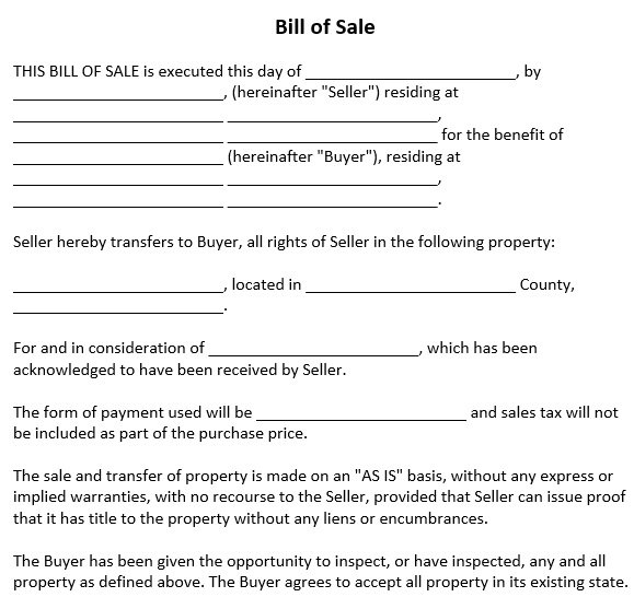 Free Kentucky Vehicle Bill Of Sale Form Word Excel TMP