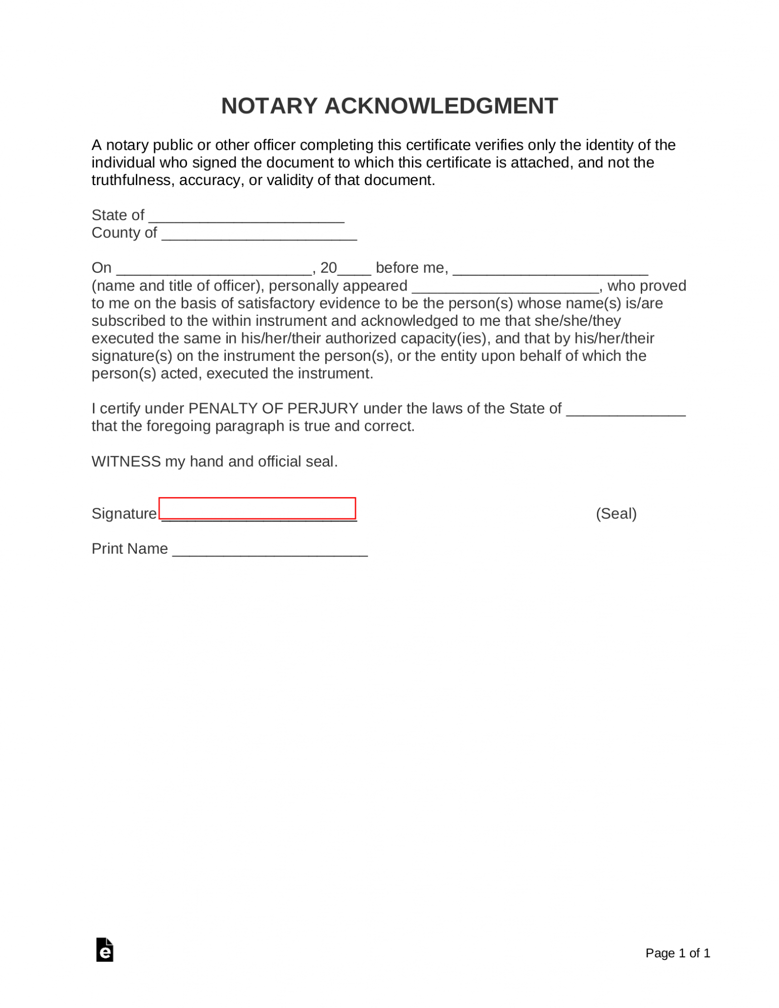 Free Notary Acknowledgment Forms PDF Word EForms Free Notary Acknowledgment Forms PDF Word EForms