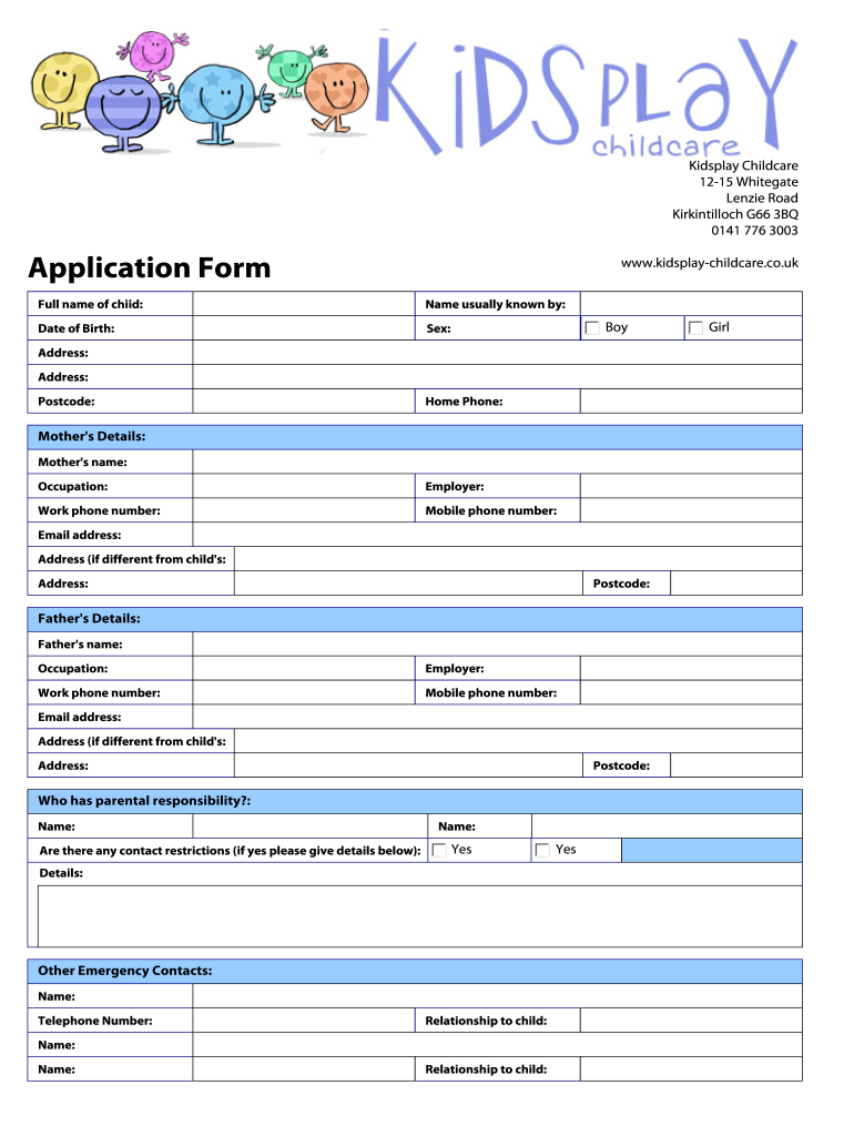 Free Printable Daycare Forms Templates Printable Forms Free Online