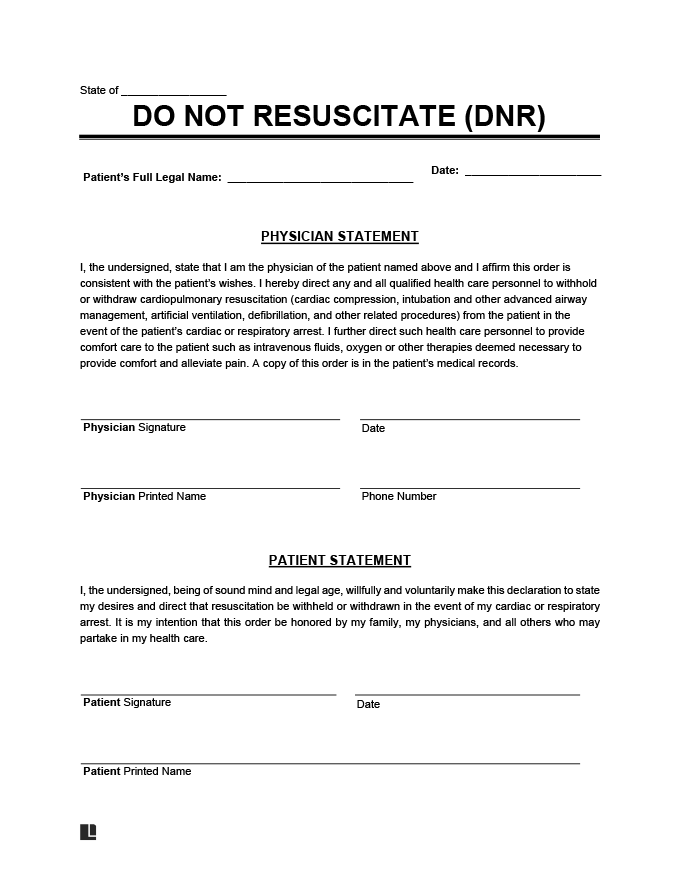 Free Printable Dnr Form California Web Download A Free Dnr Order Form 