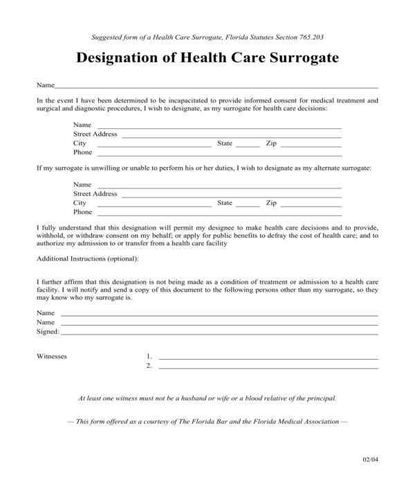 Free Printable Health Care Surrogate Form Printable Word Searches