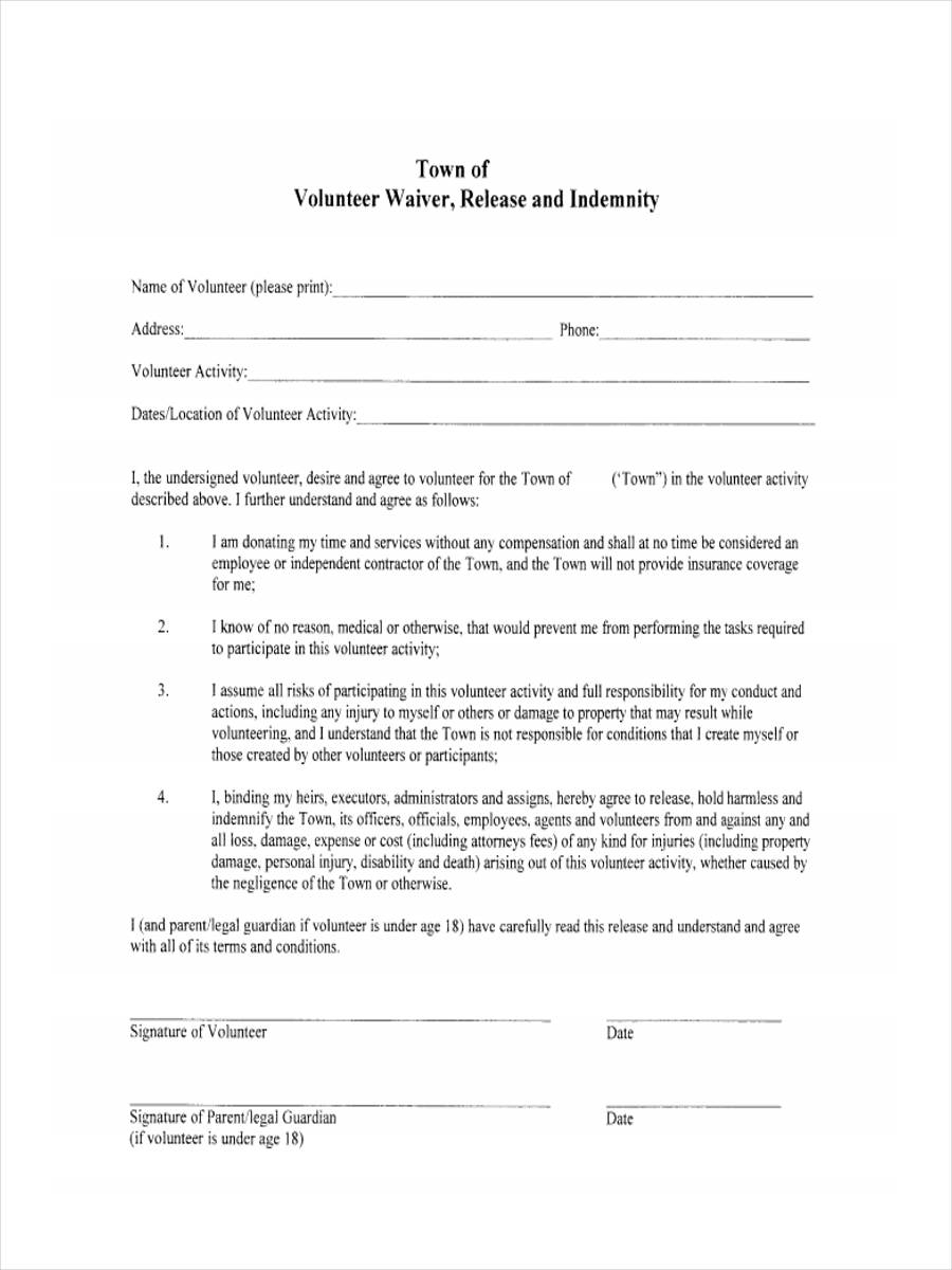 Generic Printable Waiver Form Printable Forms Free Online