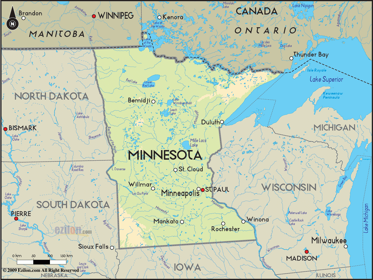 Geographical Map Of Minnesota And Minnesota Geographical Maps Geographical Map Of Minnesota And Minnesota Geographical Maps