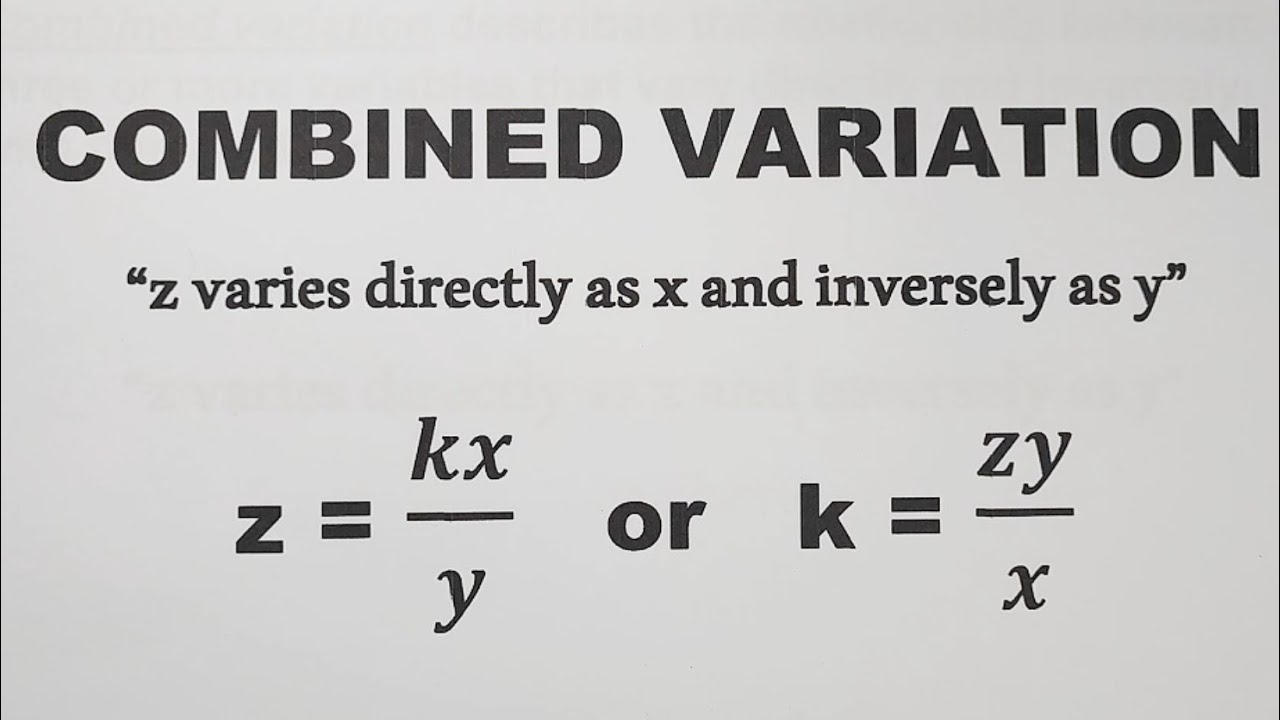 Joint Variation Formula Joint Variation Formula