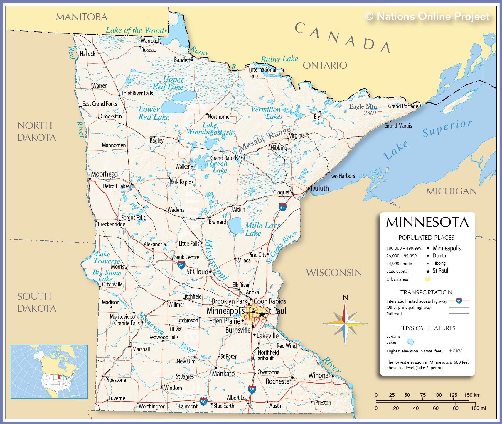 Map Of The State Of Minnesota USA Nations Online Project Map Of The State Of Minnesota USA Nations Online Project