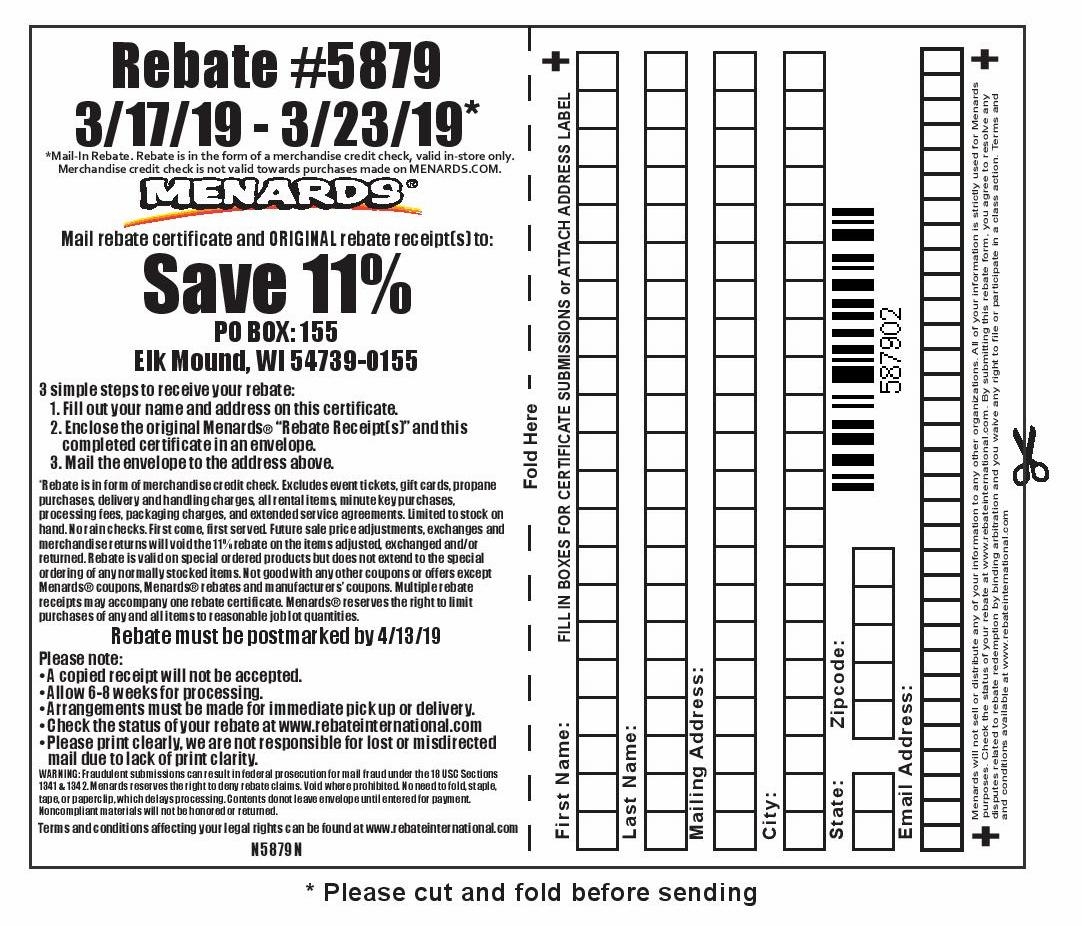 Menards 5879 Printable Rebate Forms RebateForMenards Menards 5879 Printable Rebate Forms RebateForMenards