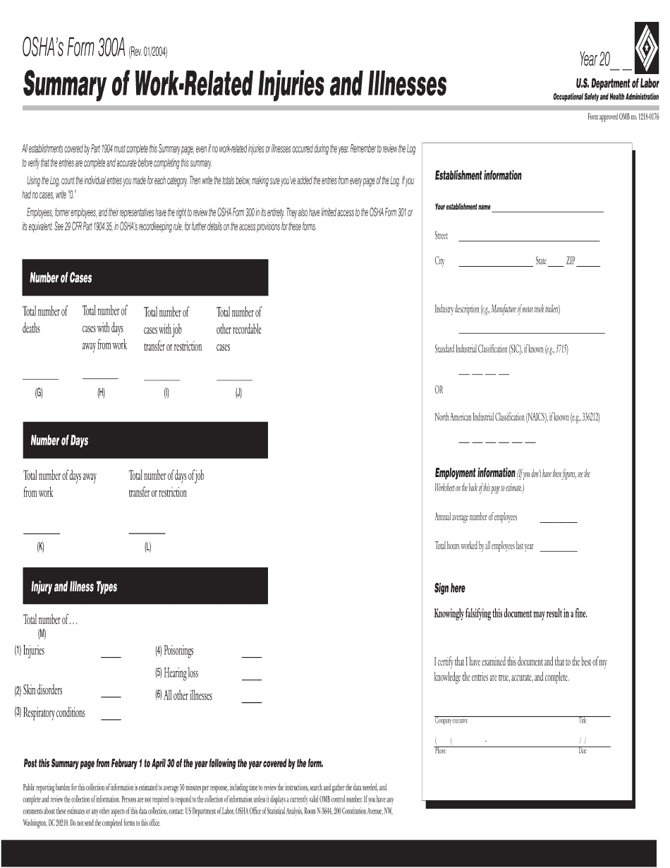 Osha 300a Form Printable King Printables Osha 300a Form Printable King Printables