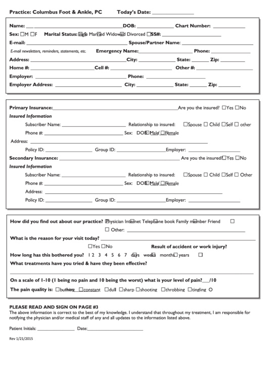 Patient Information Form Printable Printable Forms Free Online