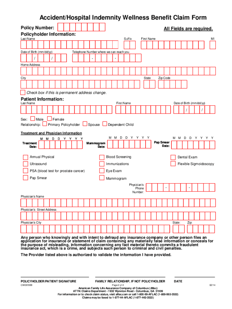 Printable Aflac Wellness Claim Form Printable Forms Free Online Printable Aflac Wellness Claim Form Printable Forms Free Online