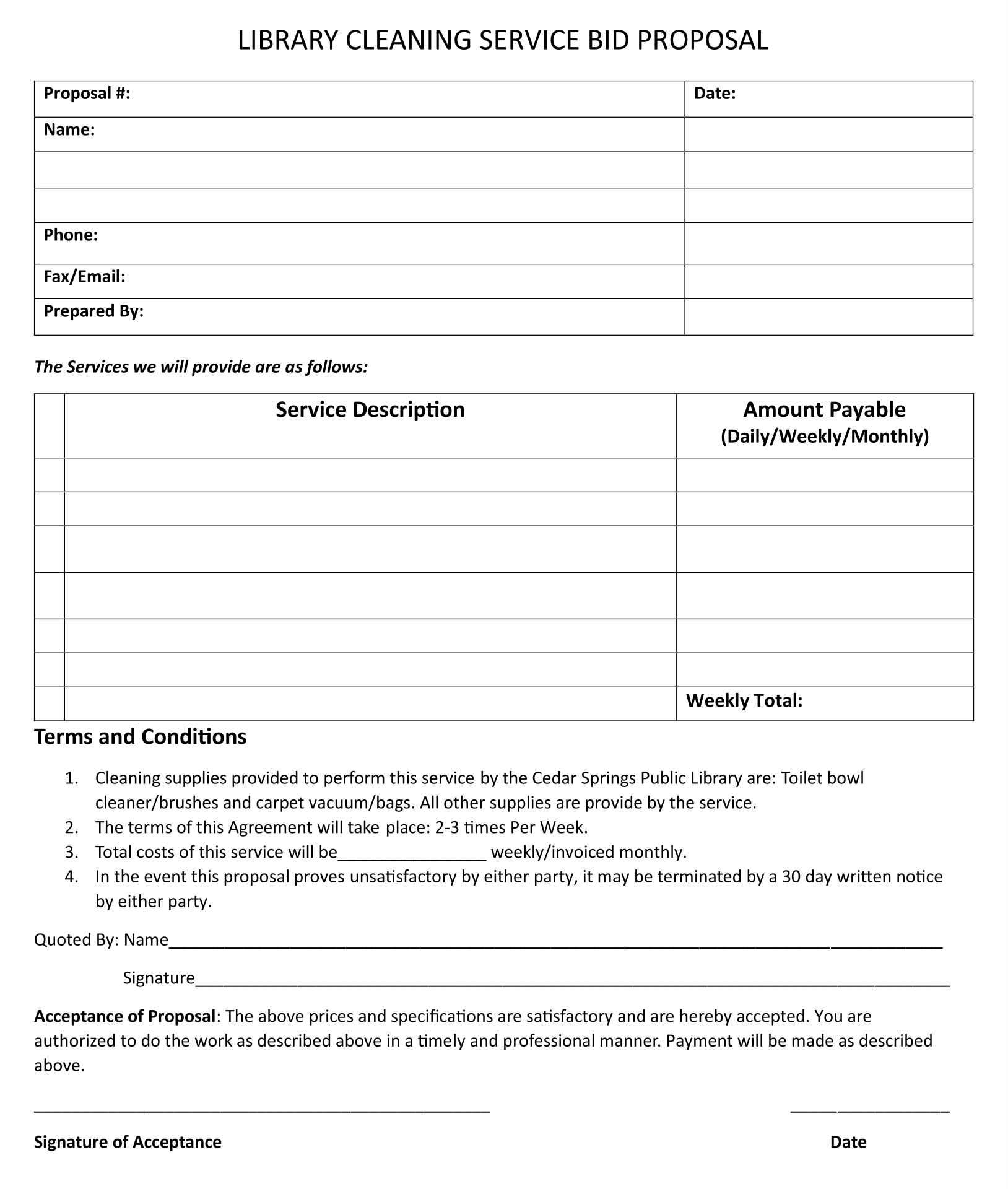 Printable Blank Bid Proposal Forms Printable Forms Free Online Printable Blank Bid Proposal Forms Printable Forms Free Online