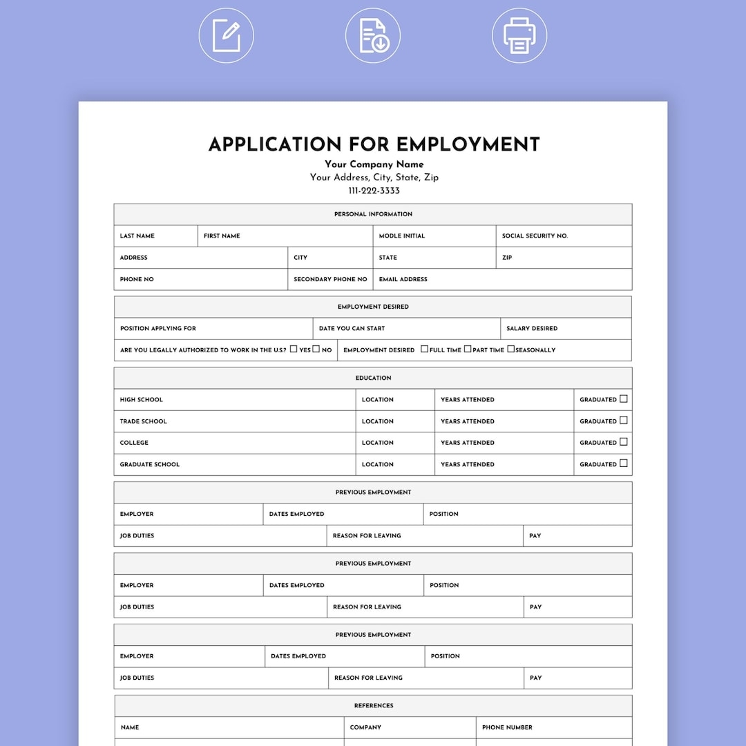 Printable Job Application Form Pdf Free Printable 2025 Printable Job Application Form Pdf Free Printable 2025