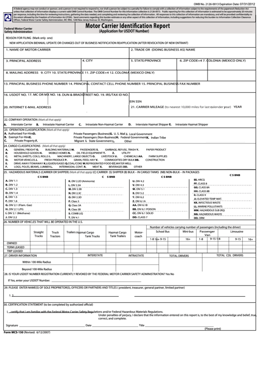 Printable Mcs 150 Form Printable Form 2024