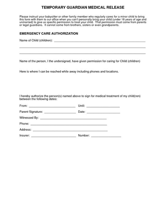 Printable Medical Consent Form For Grandparents Printable Forms Free 