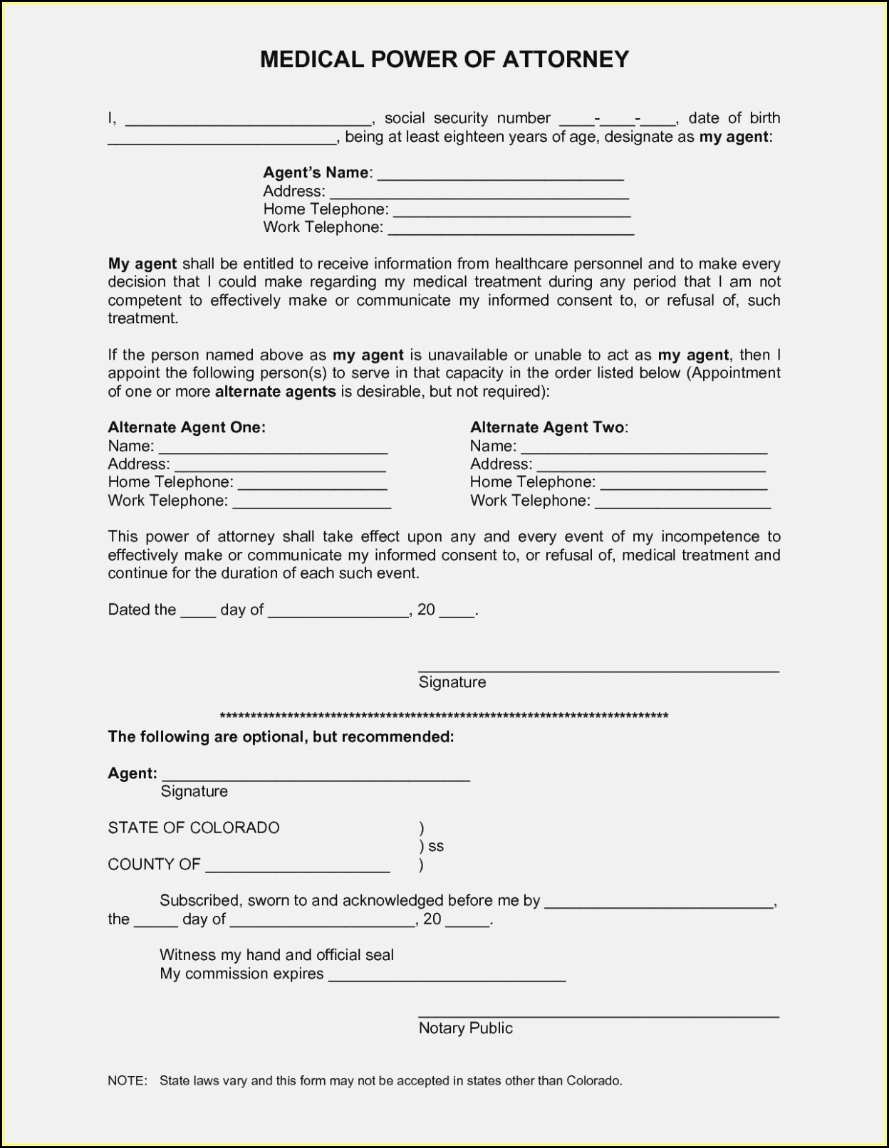 Printable Medical Power Of Attorney Form Texas Printable Forms Free 