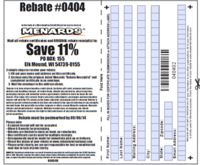 Printable Menards Rebate Form January 2025