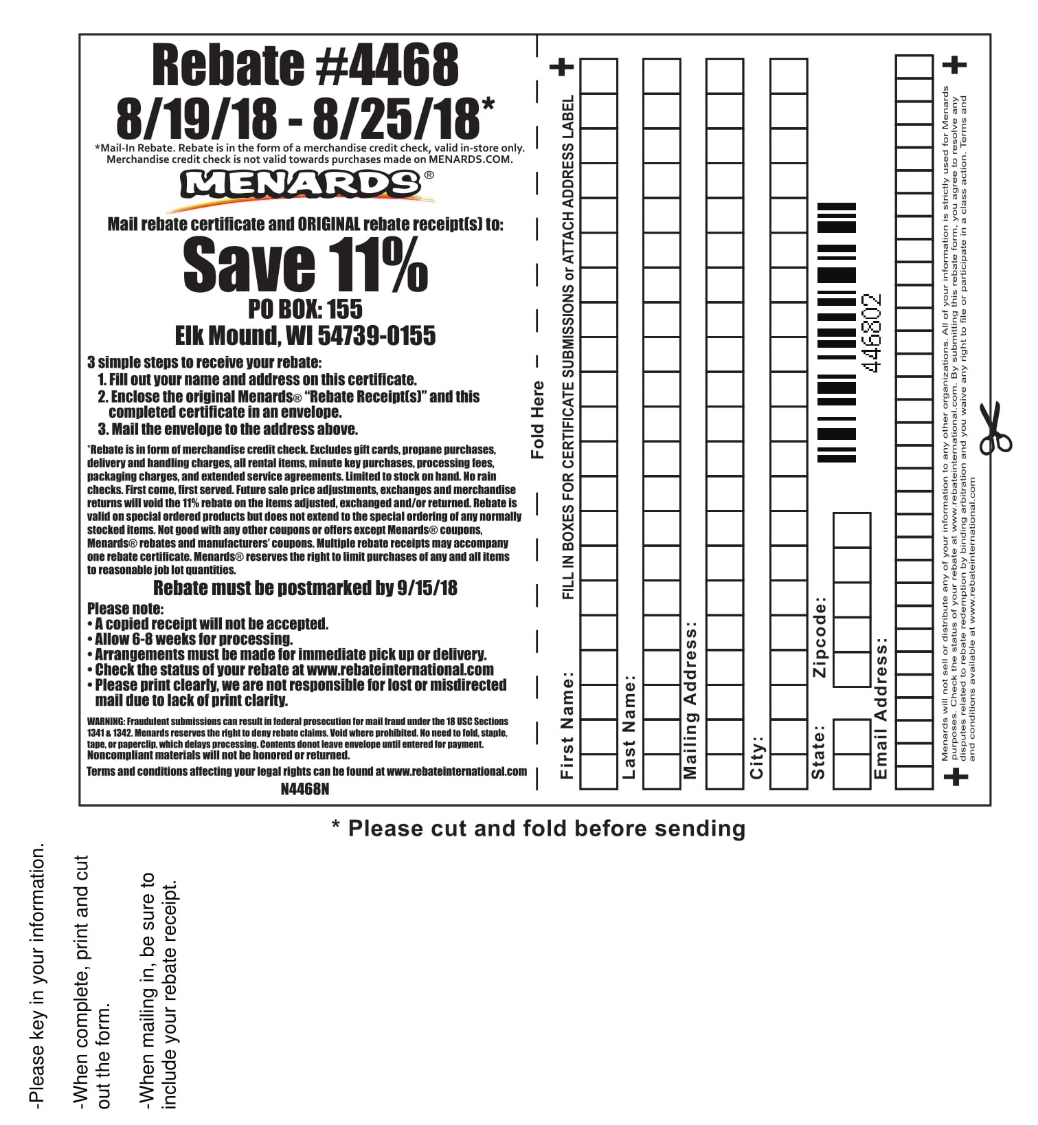 Printable Menards Rebate Form Printable Menards Rebate Form