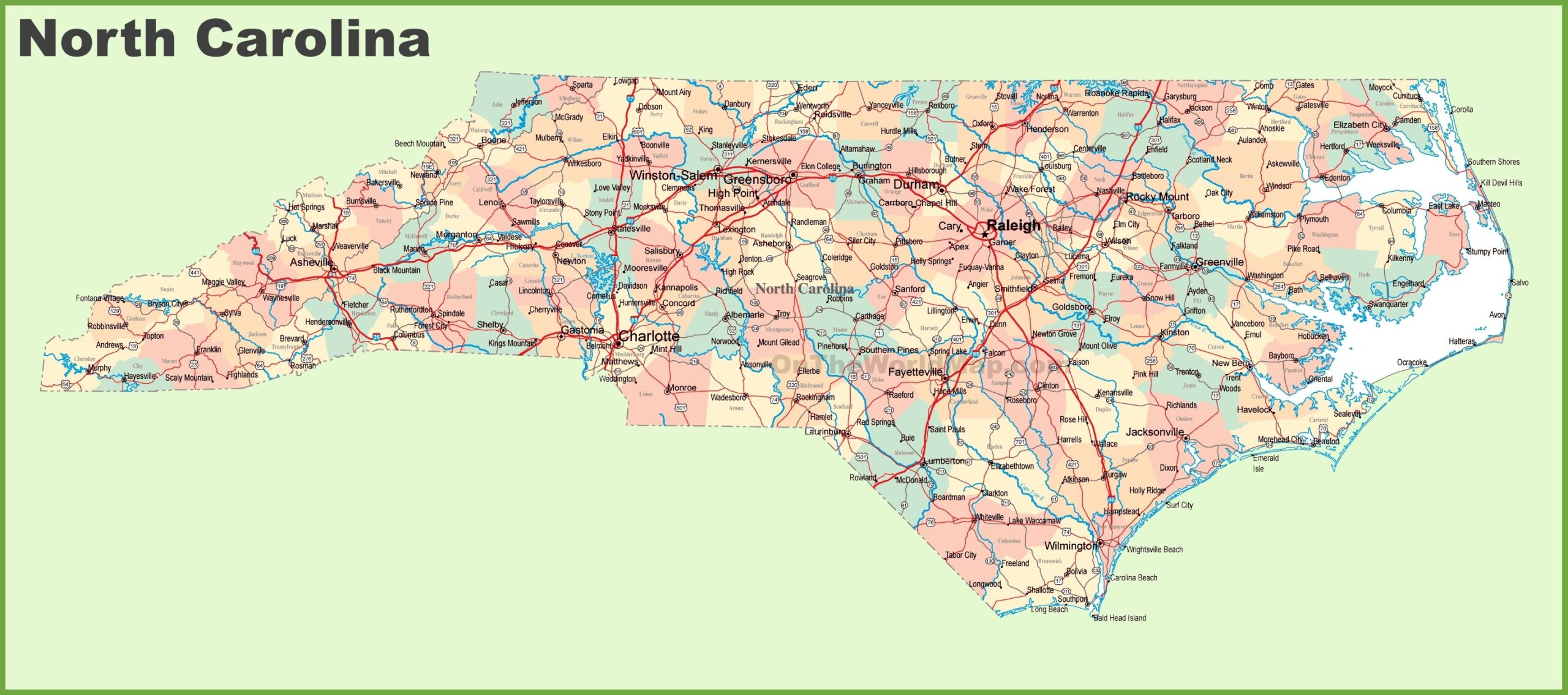 Printable North Carolina Map Printable North Carolina Map