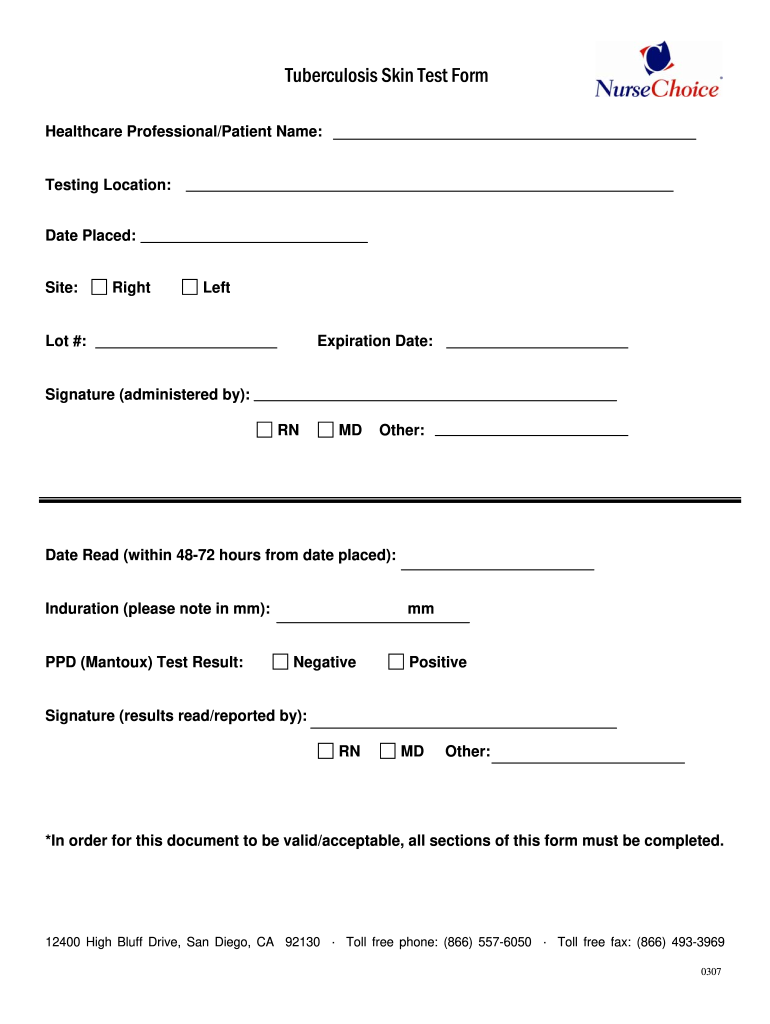 Printable Tb Skin Test Form Pdf Printable Word Searches