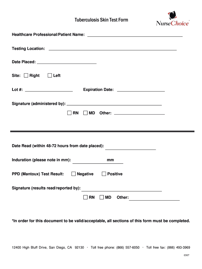 Printable Tb Skin Test Form Printable Form 2024