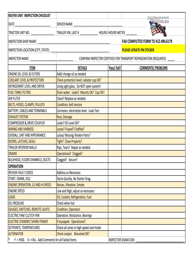 Printable Trailer Inspection Form Printable Trailer Inspection Form