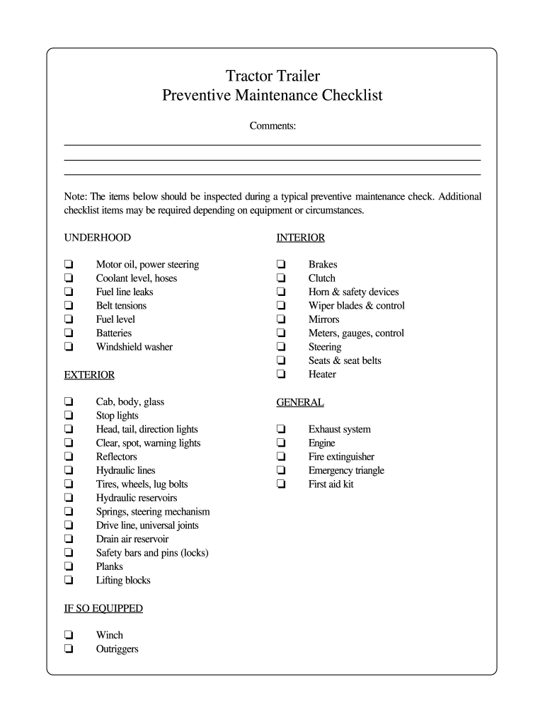 Printable Trailer Inspection Form Printable Trailer Inspection Form