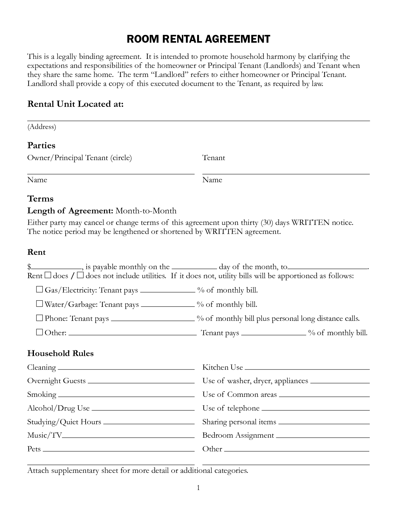 Rental Agreement Template Free Printable Documents Rental Agreement Template Free Printable Documents