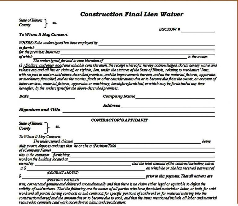 Sample Lien Waiver Form Mous Syusa Sample Lien Waiver Form Mous Syusa