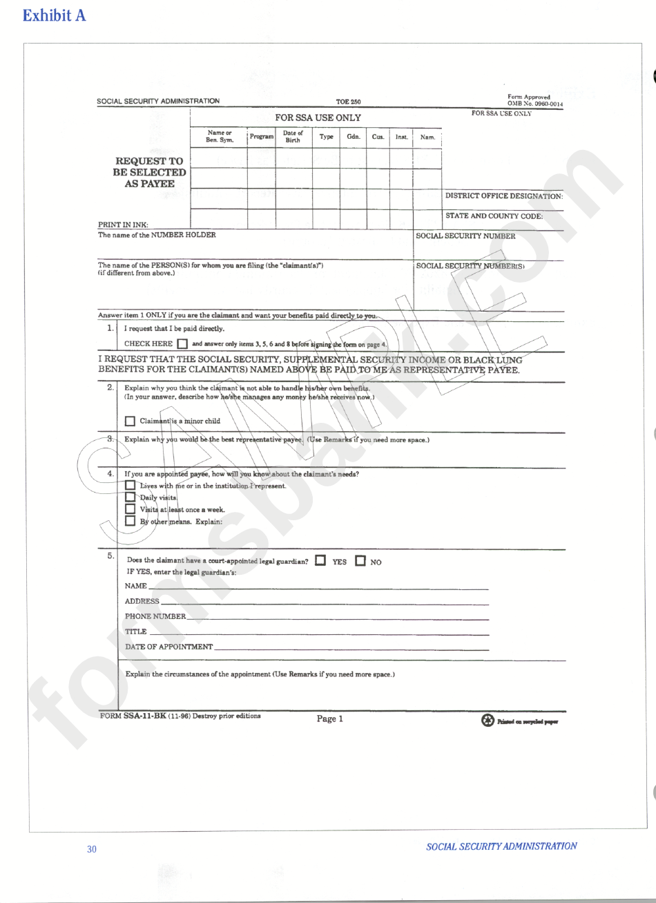 Ssa 11 Bk Printable Form Printable Forms Free Online