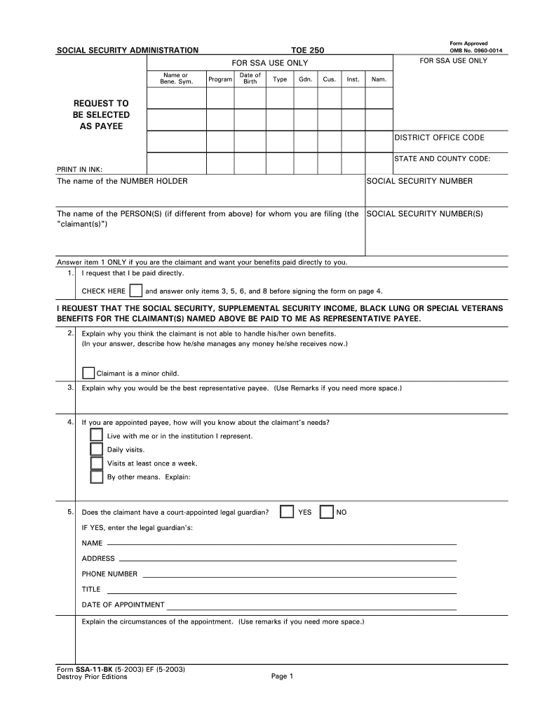 Ssa 11 Printable Form Printable Forms Free Online