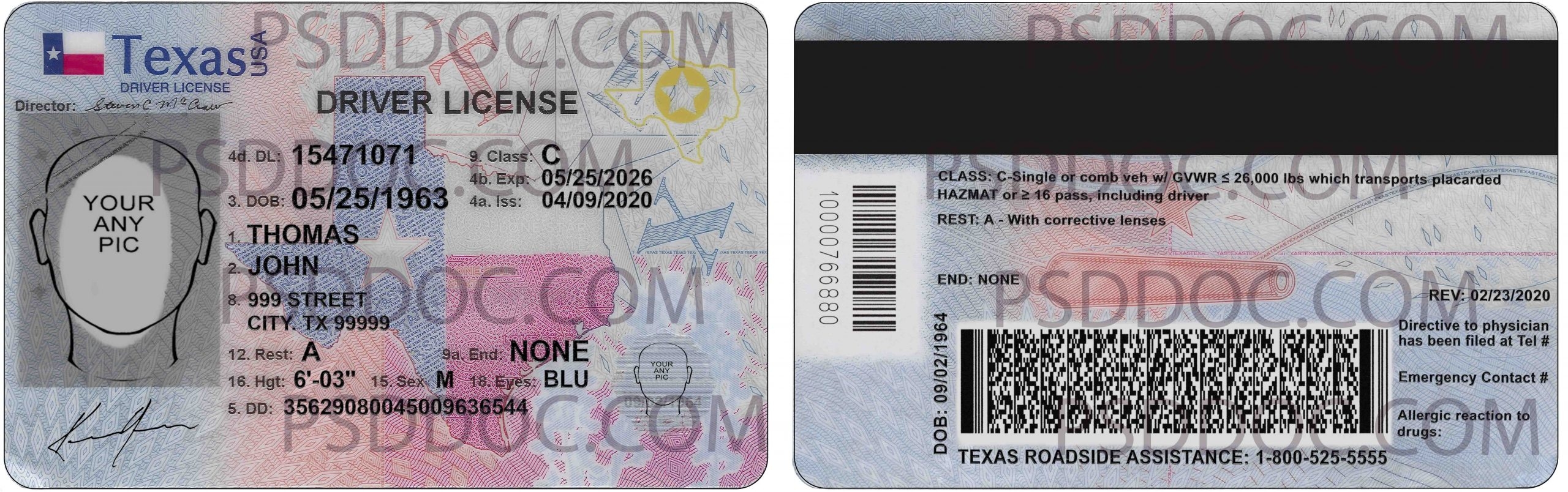 USA Texas Driver License Front Back Sides NEW PSD Store USA Texas Driver License Front Back Sides NEW PSD Store
